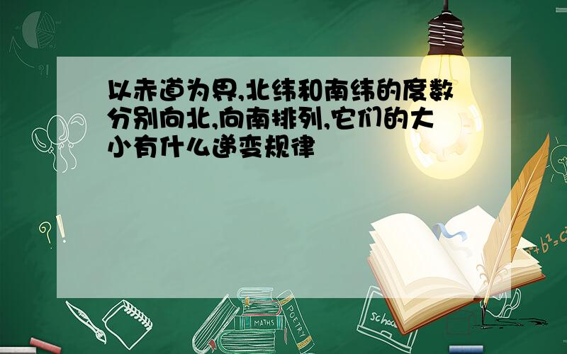 以赤道为界,北纬和南纬的度数分别向北,向南排列,它们的大小有什么递变规律