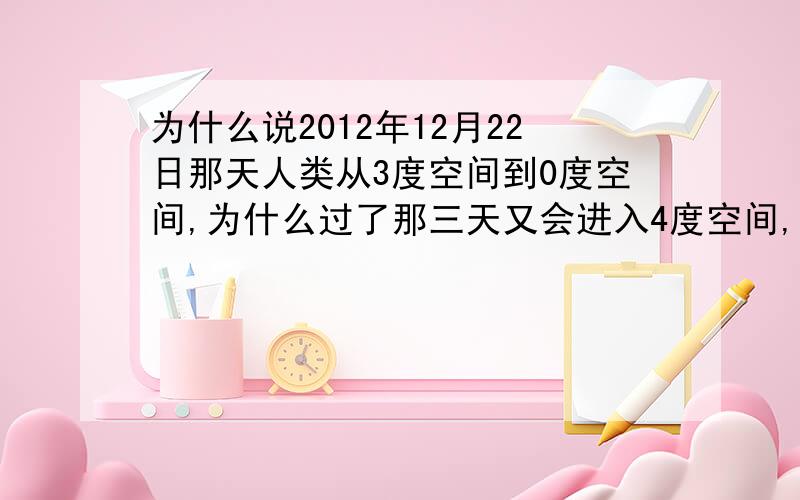 为什么说2012年12月22日那天人类从3度空间到0度空间,为什么过了那三天又会进入4度空间,是一种进化的过程