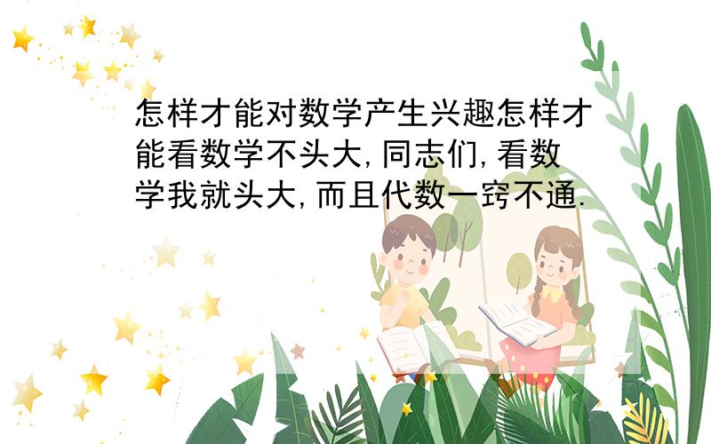 怎样才能对数学产生兴趣怎样才能看数学不头大,同志们,看数学我就头大,而且代数一窍不通.