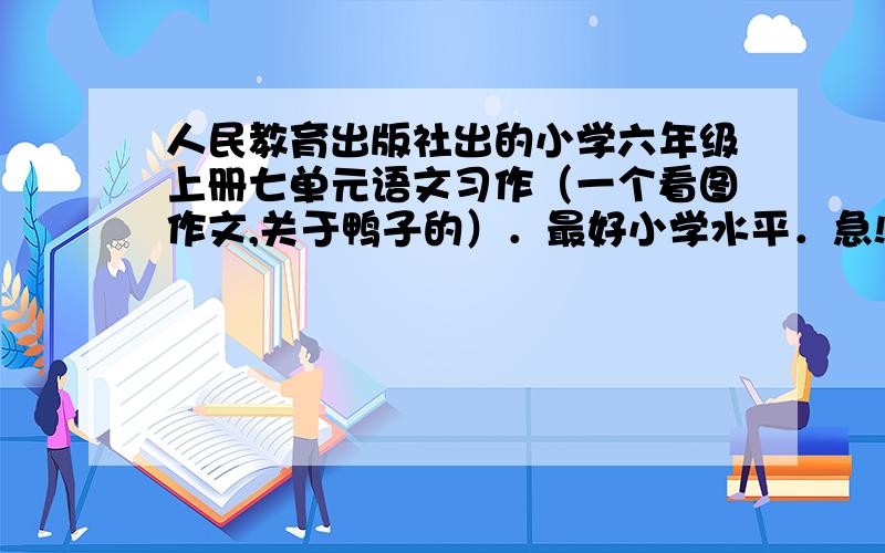 人民教育出版社出的小学六年级上册七单元语文习作（一个看图作文,关于鸭子的）．最好小学水平．急!要火哎,水平不要太高啊．而且要自创的 不要网上复制的哈,要是被老师发现了我就KO了