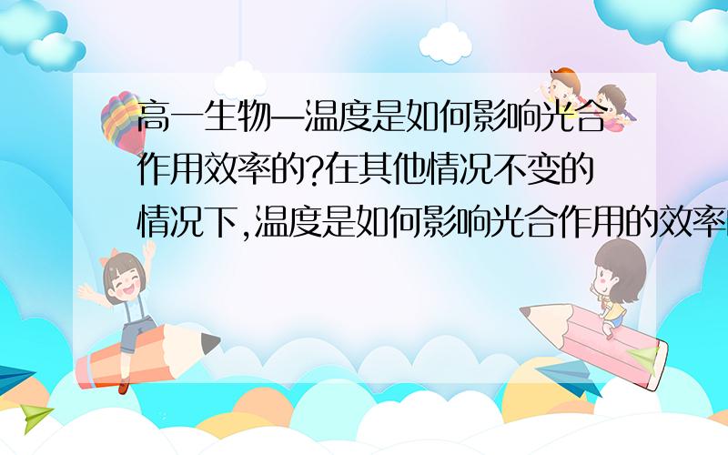 高一生物—温度是如何影响光合作用效率的?在其他情况不变的情况下,温度是如何影响光合作用的效率的?