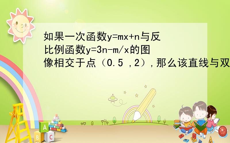 如果一次函数y=mx+n与反比例函数y=3n-m/x的图像相交于点（0.5 ,2）,那么该直线与双曲线的另一交点为__________.