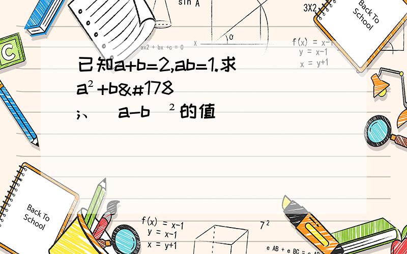 已知a+b=2,ab=1.求a²+b²、(a-b)²的值