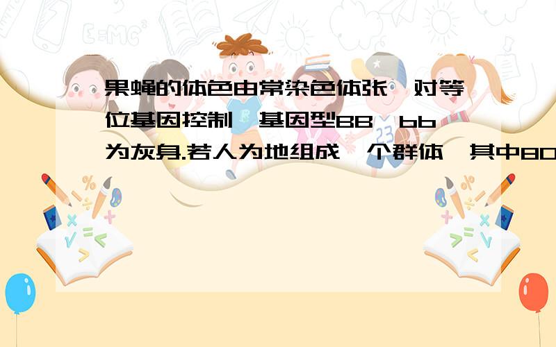 果蝇的体色由常染色体张一对等位基因控制,基因型BB,bb为灰身.若人为地组成一个群体,其中80%为BB的个体,20%为bb的个体,群体随机交配,其子代中Bb的比例为什么为32%