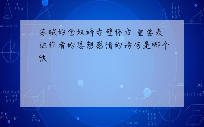 苏轼的念奴娇赤壁怀古 重要表达作者的思想感情的诗句是哪个快