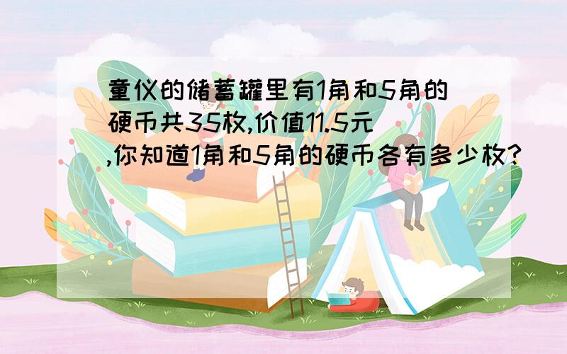 童仪的储蓄罐里有1角和5角的硬币共35枚,价值11.5元,你知道1角和5角的硬币各有多少枚?