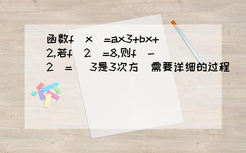 函数f(x)=ax3+bx+2,若f(2)=8,则f(-2)= （3是3次方）需要详细的过程