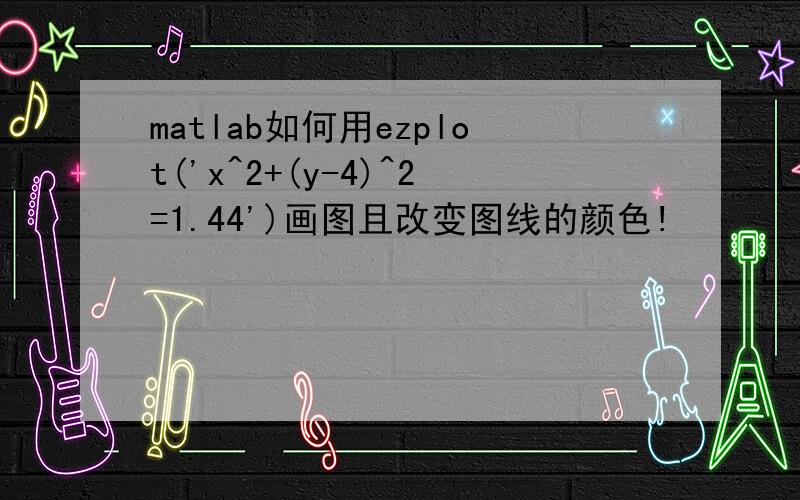 matlab如何用ezplot('x^2+(y-4)^2=1.44')画图且改变图线的颜色!