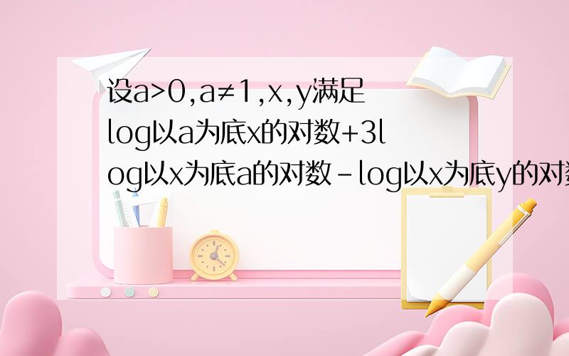 设a>0,a≠1,x,y满足log以a为底x的对数+3log以x为底a的对数-log以x为底y的对数=3.(1)用log以a为底x的对数表示log以a为底y.(2)当x取何值时,log以a为底y取得最小值.