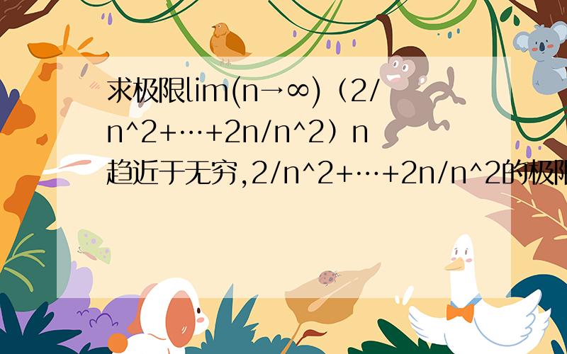 求极限lim(n→∞)（2/n^2+…+2n/n^2）n趋近于无穷,2/n^2+…+2n/n^2的极限