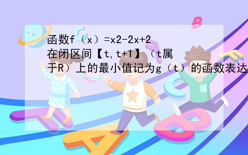 函数f（x）=x2-2x+2在闭区间【t,t+1】（t属于R）上的最小值记为g（t）的函数表达式 清晰问题在图中