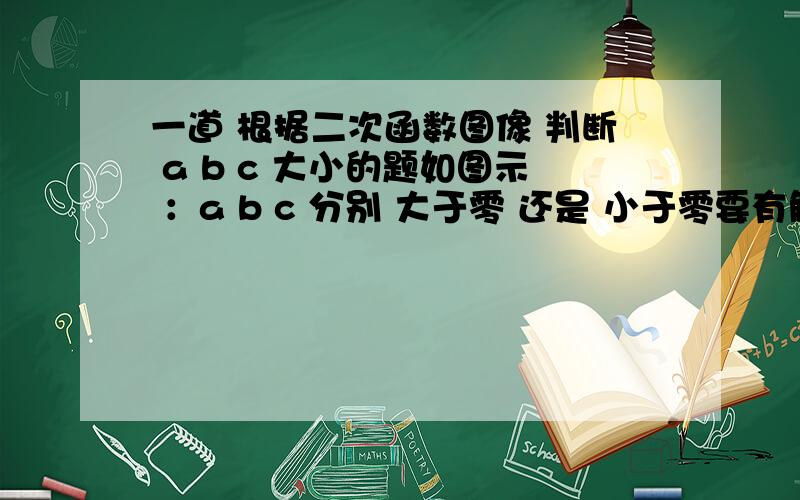 一道 根据二次函数图像 判断 a b c 大小的题如图示 ：a b c 分别 大于零 还是 小于零要有解析 告诉我是怎么判断的