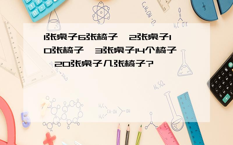 1张桌子6张椅子,2张桌子10张椅子,3张桌子14个椅子,20张桌子几张椅子?