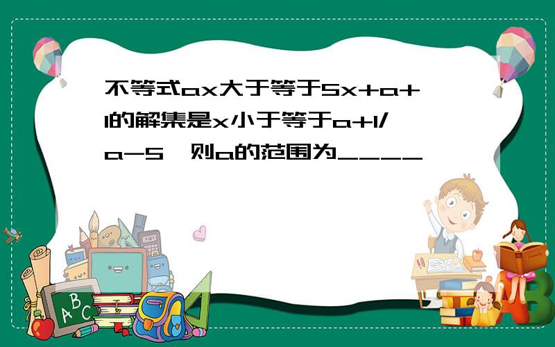 不等式ax大于等于5x+a+1的解集是x小于等于a+1/a-5,则a的范围为____