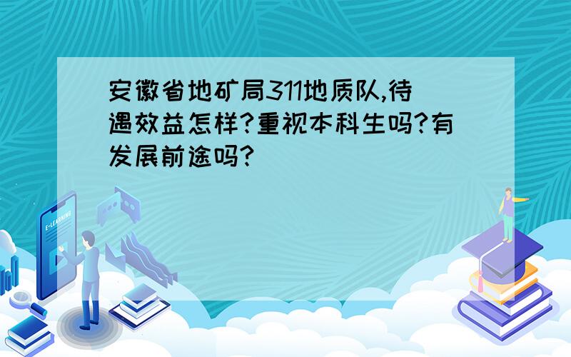 安徽省地矿局311地质队,待遇效益怎样?重视本科生吗?有发展前途吗?