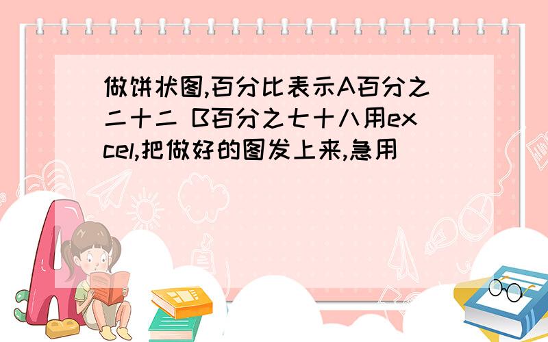 做饼状图,百分比表示A百分之二十二 B百分之七十八用excel,把做好的图发上来,急用