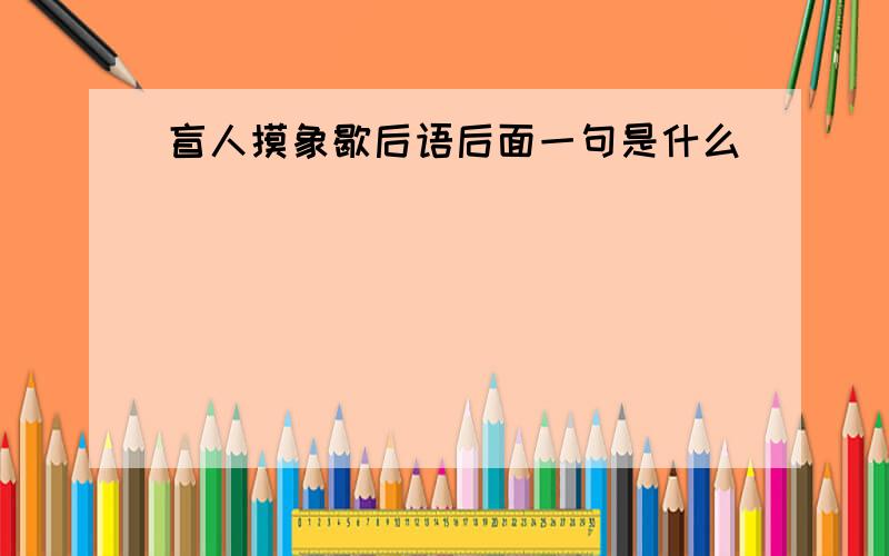 盲人摸象歇后语后面一句是什么