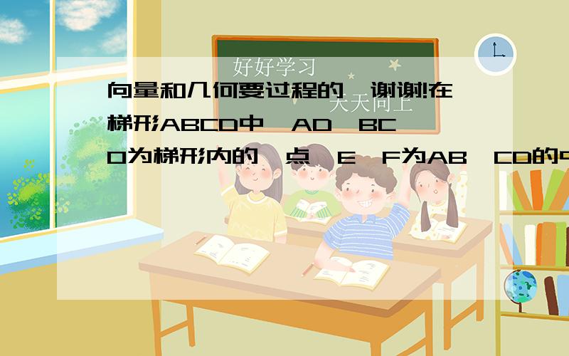 向量和几何要过程的,谢谢!在梯形ABCD中,AD‖BC,O为梯形内的一点,E,F为AB,CD的中点,向量OA=向量a,向量OB=向量b,向量OC=向量c,向量OD=d,将向量EF用,向量a,b,c,d表示.要过程的,谢谢!