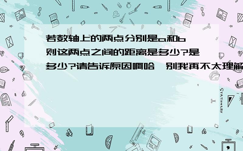 若数轴上的两点分别是a和b,则这两点之间的距离是多少?是多少?请告诉原因啊哈、别我再不太理解喔.