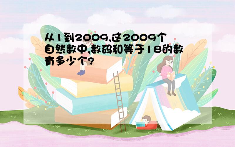 从1到2009,这2009个自然数中,数码和等于18的数有多少个?