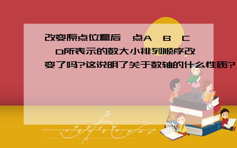 改变原点位置后,点A、B、C、D所表示的数大小排列顺序改变了吗?这说明了关于数轴的什么性质?