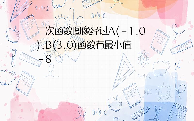 二次函数图像经过A(-1,0),B(3,0)函数有最小值-8