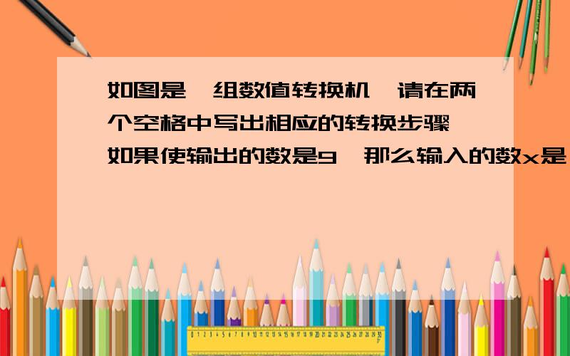 如图是一组数值转换机,请在两个空格中写出相应的转换步骤,如果使输出的数是9,那么输入的数x是（）