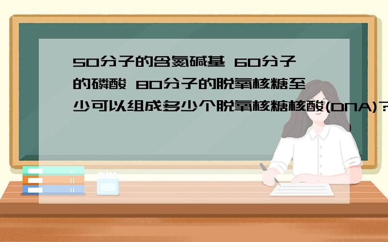 50分子的含氮碱基 60分子的磷酸 80分子的脱氧核糖至少可以组成多少个脱氧核糖核酸(DNA)?