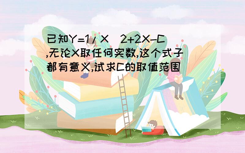 已知Y=1/X^2+2X-C,无论X取任何实数,这个式子都有意义,试求C的取值范围