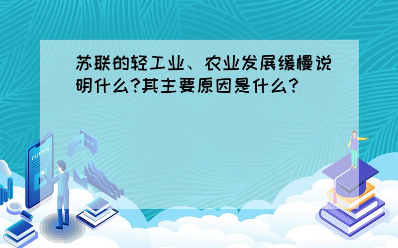 苏联的轻工业、农业发展缓慢说明什么?其主要原因是什么?