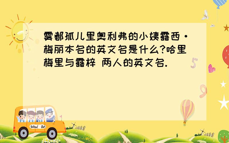 雾都孤儿里奥利弗的小姨露西·梅丽本名的英文名是什么?哈里梅里与露梓 两人的英文名.