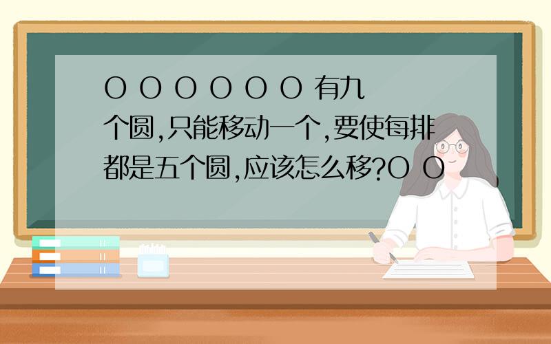 O O O O O O 有九个圆,只能移动一个,要使每排都是五个圆,应该怎么移?O O