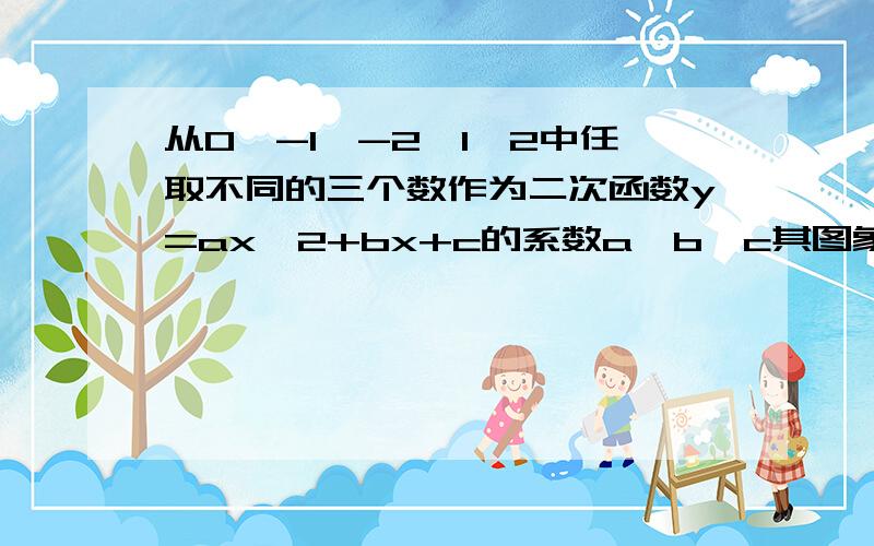 从0,-1,-2,1,2中任取不同的三个数作为二次函数y=ax^2+bx+c的系数a,b,c其图象为开口向上的抛物线的条数为?