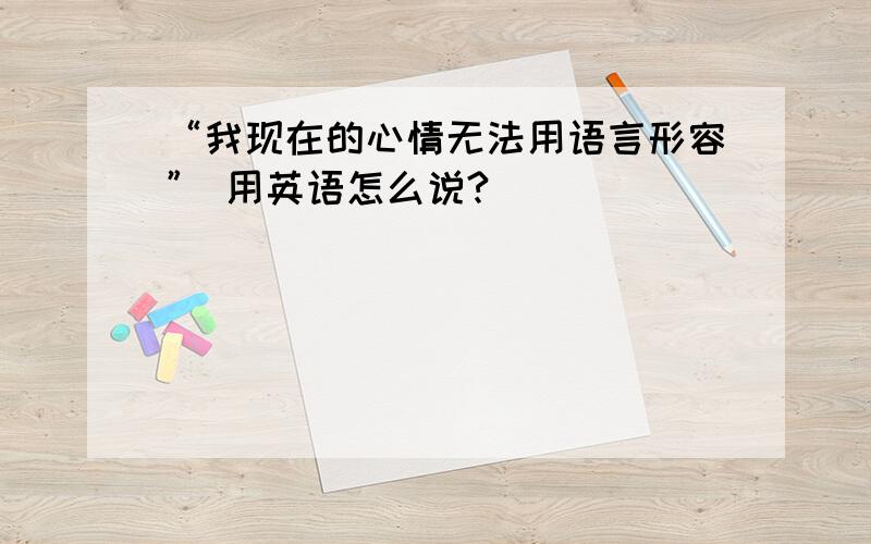 “我现在的心情无法用语言形容” 用英语怎么说?