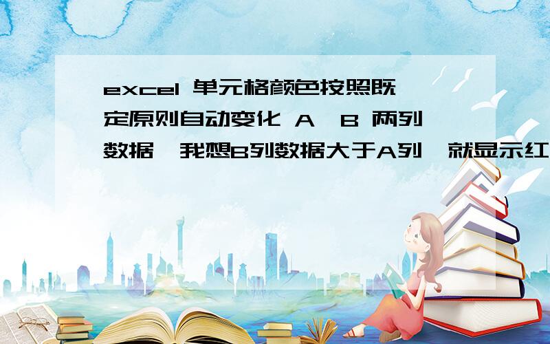 excel 单元格颜色按照既定原则自动变化 A,B 两列数据,我想B列数据大于A列,就显示红色,等于就显示绿色.