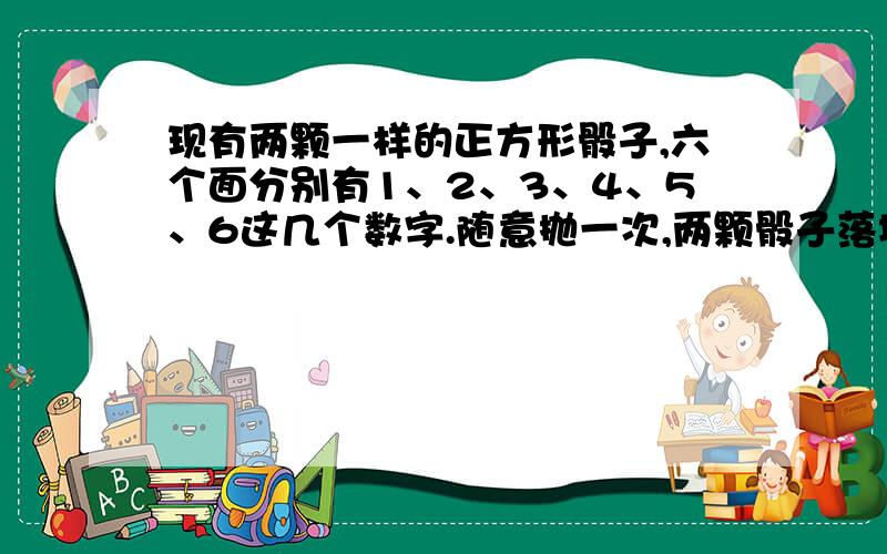 现有两颗一样的正方形骰子,六个面分别有1、2、3、4、5、6这几个数字.随意抛一次,两颗骰子落地后,朝上的两个点数的乘积有多少种可能性?其中有多少个不同的结果 请列举出来.出现几的可能