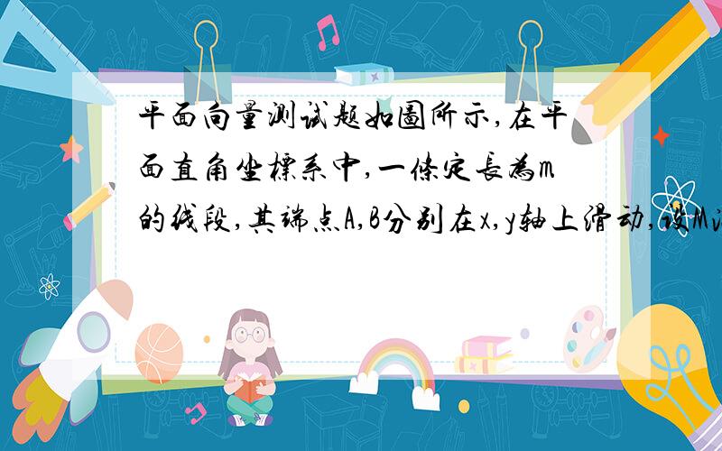 平面向量测试题如图所示,在平面直角坐标系中,一条定长为m的线段,其端点A,B分别在x,y轴上滑动,设M满足AM（向量）=λMB（向量）（λ是不等于1的正常数）试问：是否存在两个定点E,F,使得|ME|、|