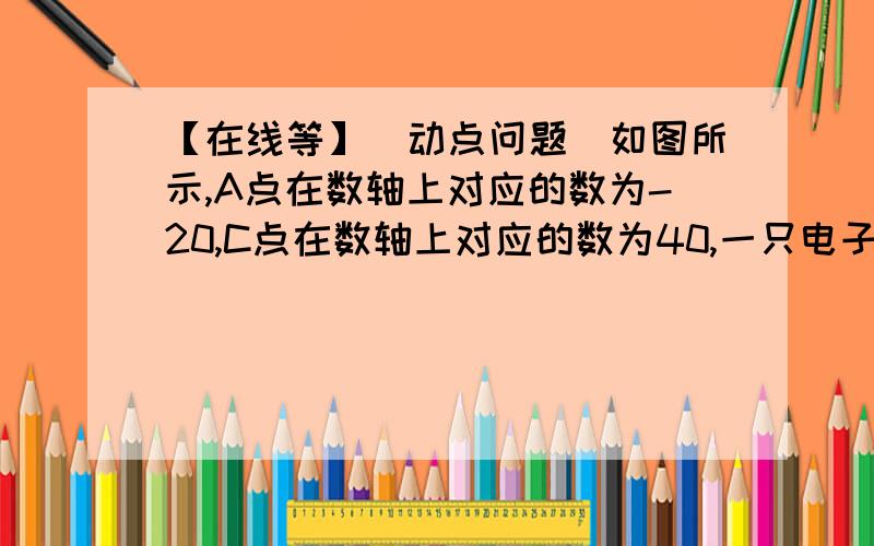 【在线等】（动点问题）如图所示,A点在数轴上对应的数为-20,C点在数轴上对应的数为40,一只电子蚂蚁甲从C点出发向左移动,速度为每秒2个单位长度,B为数轴上一动点（1）当电子蚂蚁甲走到BC