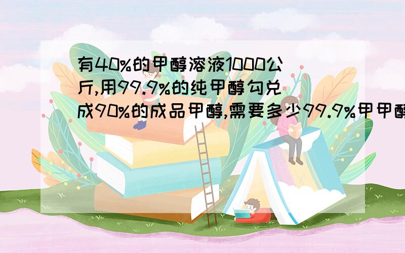 有40%的甲醇溶液1000公斤,用99.9%的纯甲醇勾兑成90%的成品甲醇,需要多少99.9%甲甲醇的浓度是怎么检测的,也就是用什么方法