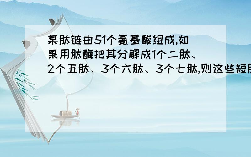 某肽链由51个氨基酸组成,如果用肽酶把其分解成1个二肽、2个五肽、3个六肽、3个七肽,则这些短肽的氨基酸总数的最小值、肽键总数、分解成这些小分子肽所需水分子总数依次是