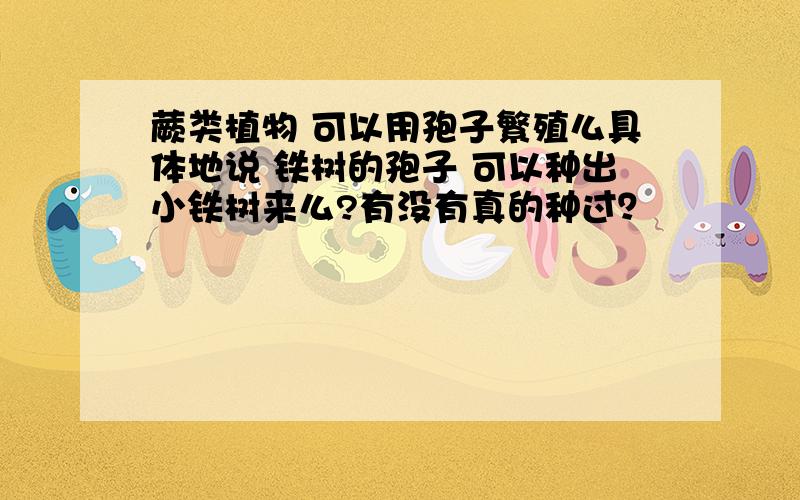 蕨类植物 可以用孢子繁殖么具体地说 铁树的孢子 可以种出小铁树来么?有没有真的种过？