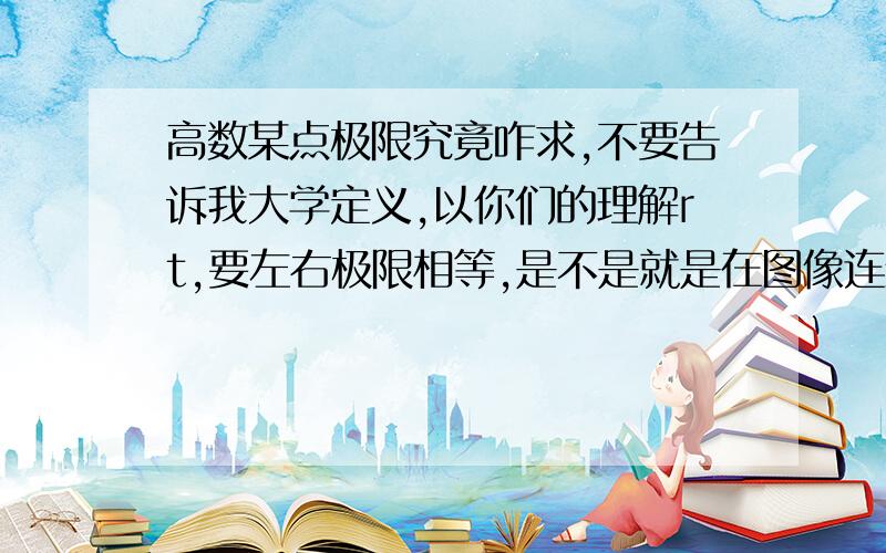 高数某点极限究竟咋求,不要告诉我大学定义,以你们的理解rt,要左右极限相等,是不是就是在图像连续函数下代入该点得到的函数值就是极限?只有断点才考虑极限是否存在?可以这样理解吗