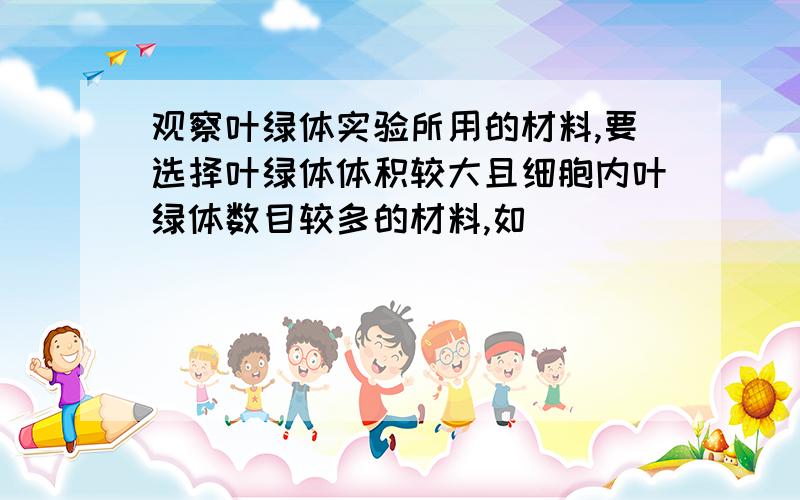 观察叶绿体实验所用的材料,要选择叶绿体体积较大且细胞内叶绿体数目较多的材料,如（）