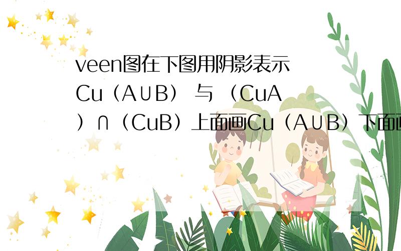 veen图在下图用阴影表示 Cu（A∪B） 与 （CuA）∩（CuB）上面画Cu（A∪B）下面画（CuA）∩（CuB）第二个到底谁对啊？