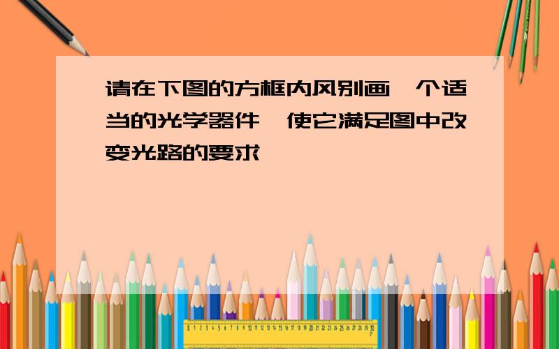 请在下图的方框内风别画一个适当的光学器件,使它满足图中改变光路的要求