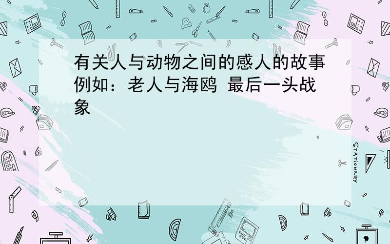 有关人与动物之间的感人的故事例如：老人与海鸥 最后一头战象