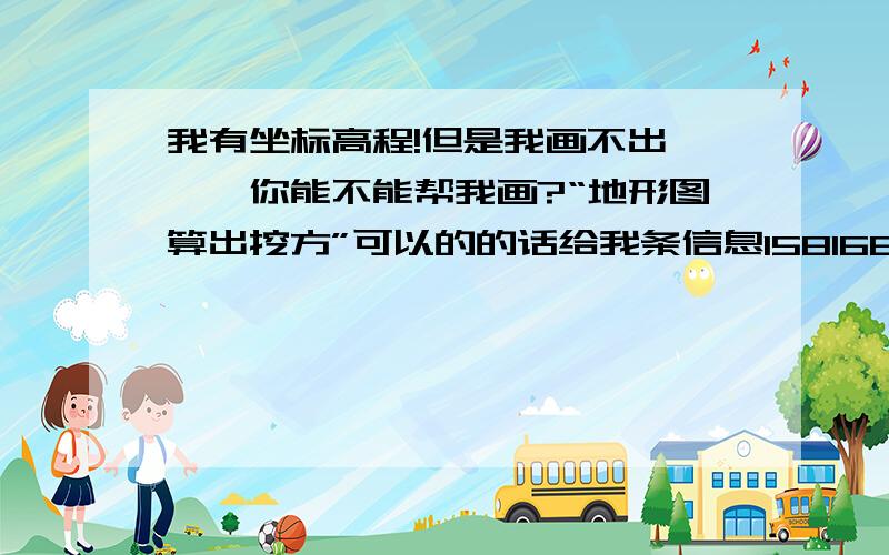 我有坐标高程!但是我画不出```你能不能帮我画?“地形图算出挖方”可以的的话给我条信息15816637712