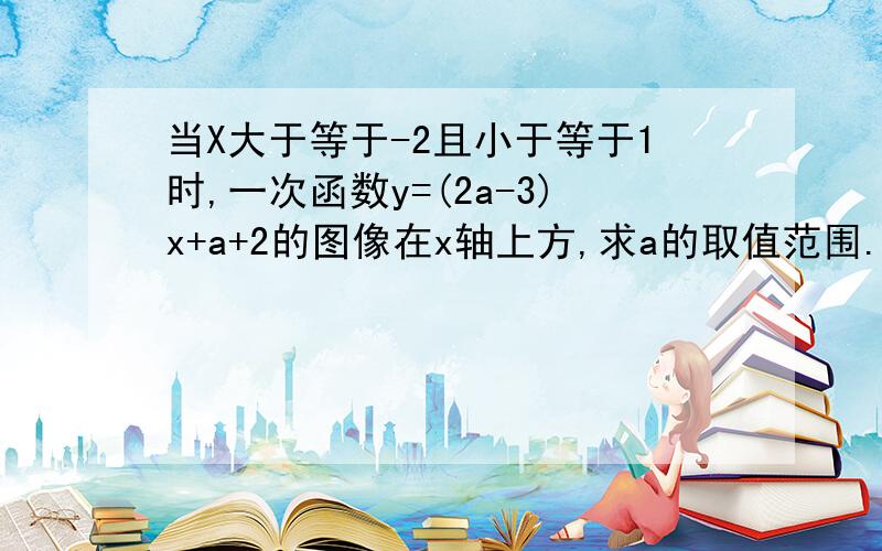 当X大于等于-2且小于等于1时,一次函数y=(2a-3)x+a+2的图像在x轴上方,求a的取值范围.