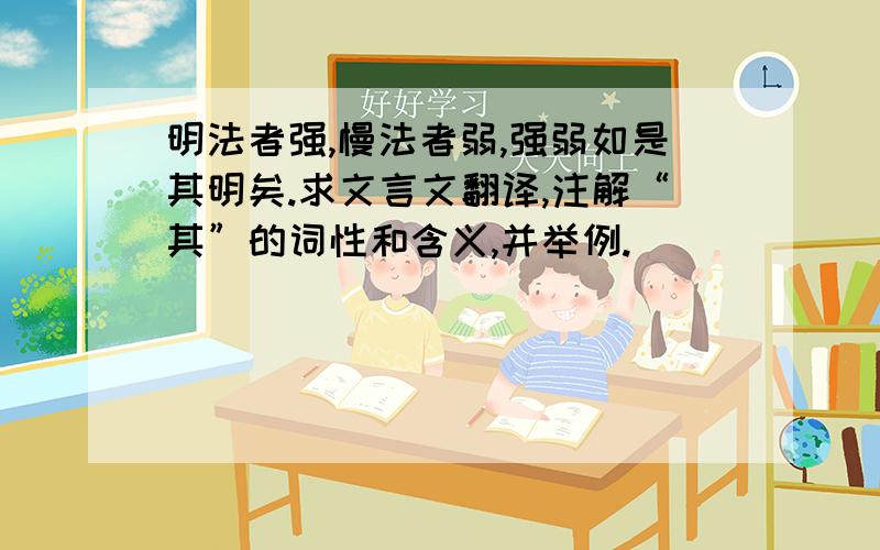 明法者强,慢法者弱,强弱如是其明矣.求文言文翻译,注解“其”的词性和含义,并举例.