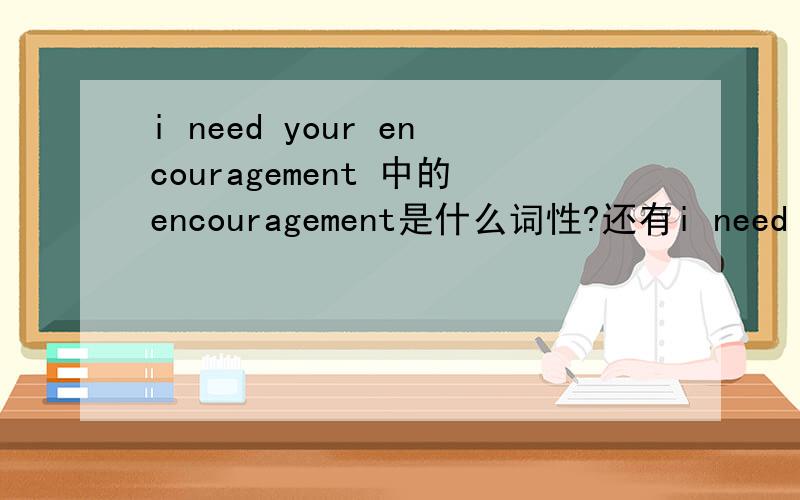 i need your encouragement 中的encouragement是什么词性?还有i need your care中的care,i need your love中的love 它们和encouragement的词性一样么?为什么在例举里要用encouragement?